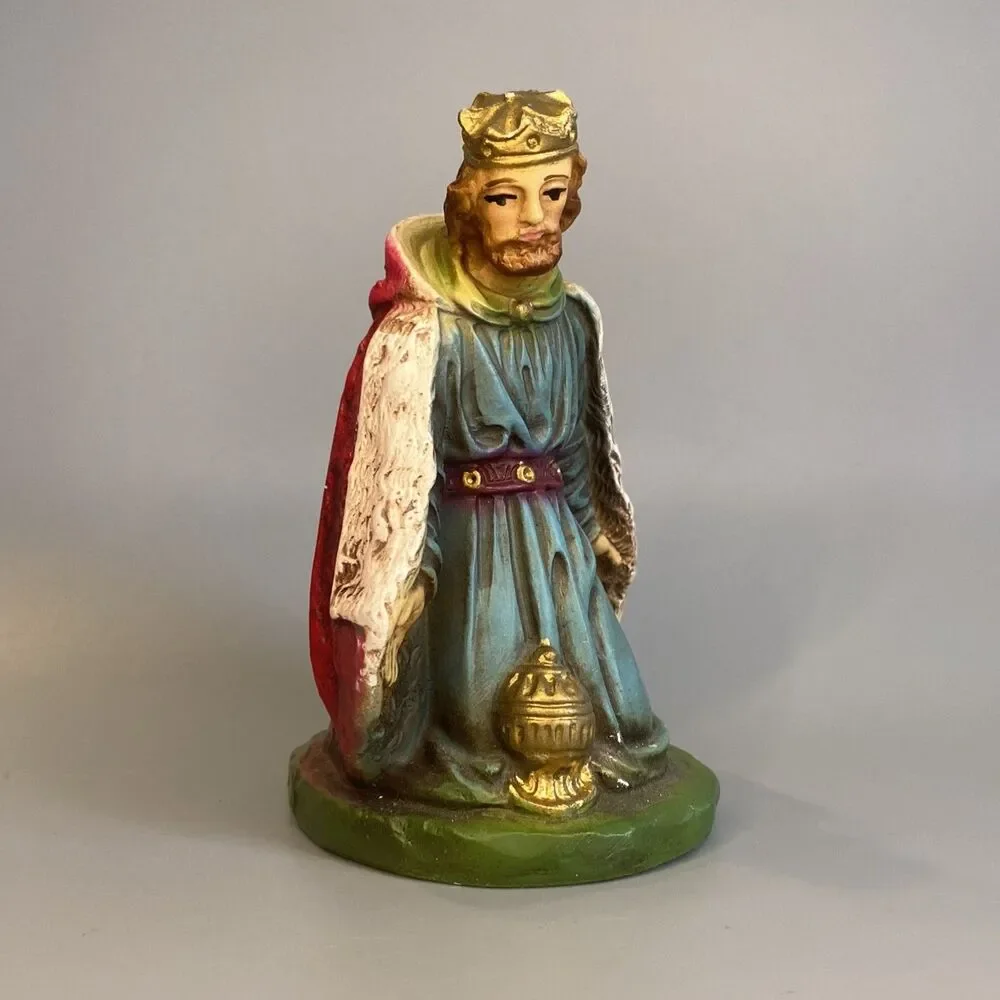 Columbia Statuary Kneeling WiseMan King Chalkware Nativity Figure 4
